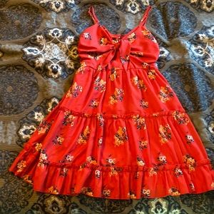 Burnt Orange and floral Spring/ Summer Dress with tie top